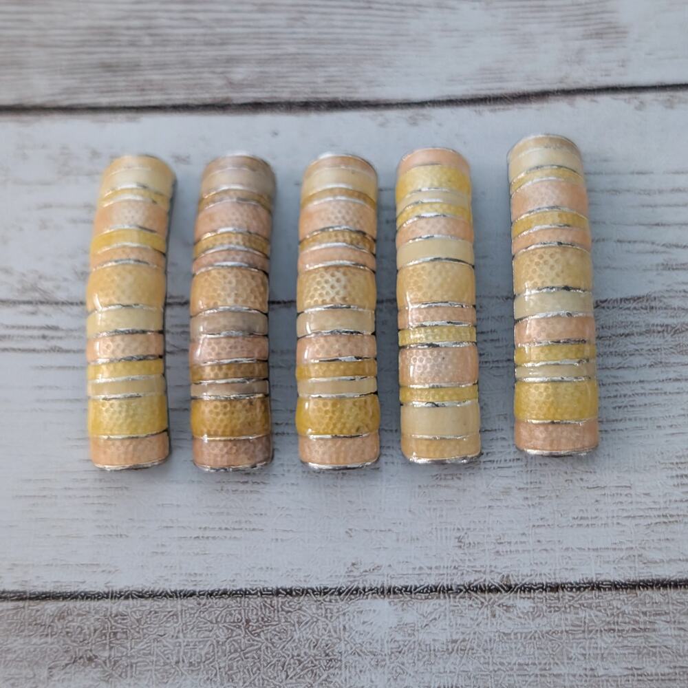 Vintage Bracelet Beads - Yellow/Peach Tones - Tarnished - Crafting/Repair